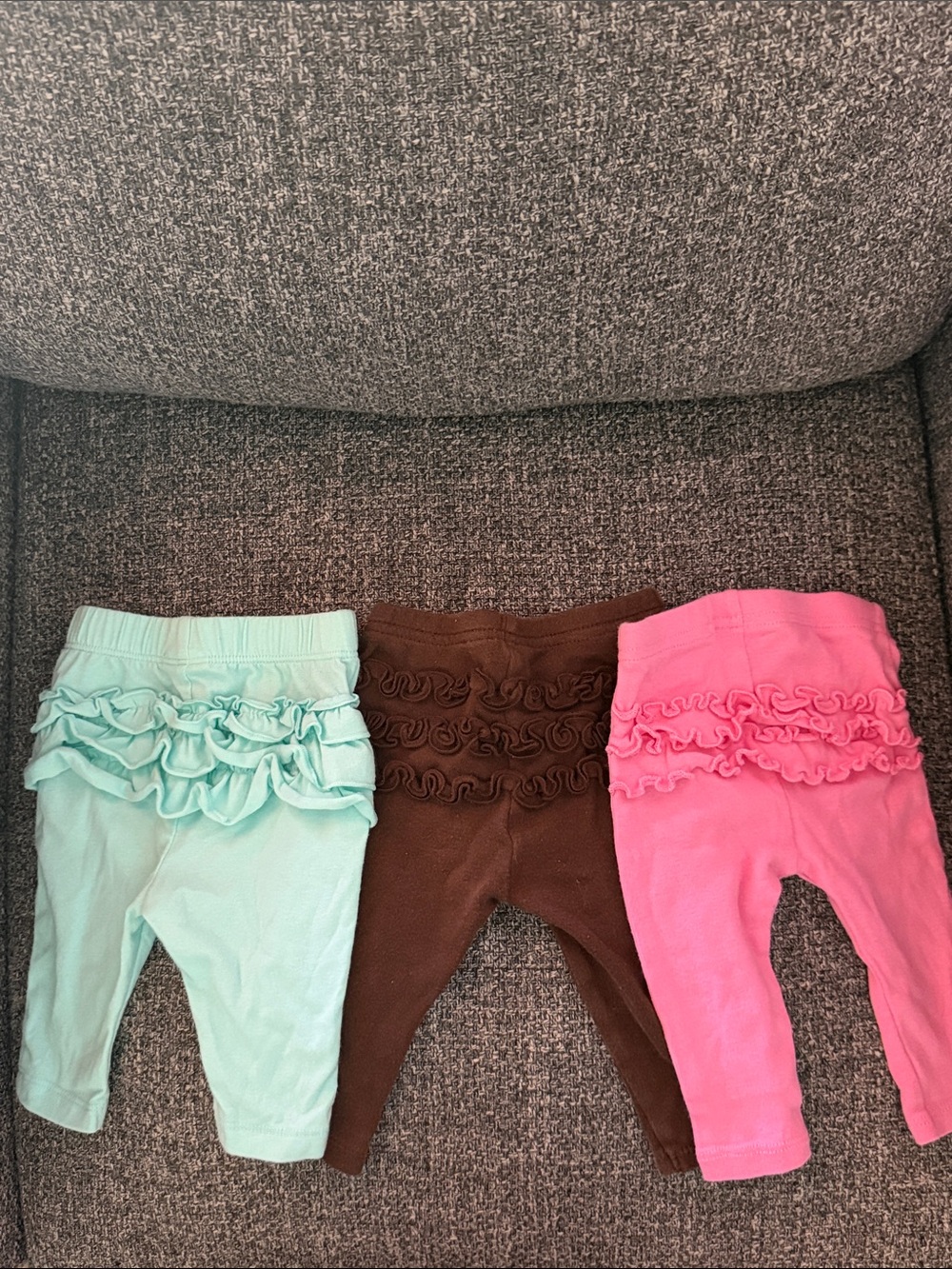 Baby Leggings in Pink, Brown, & light teal
